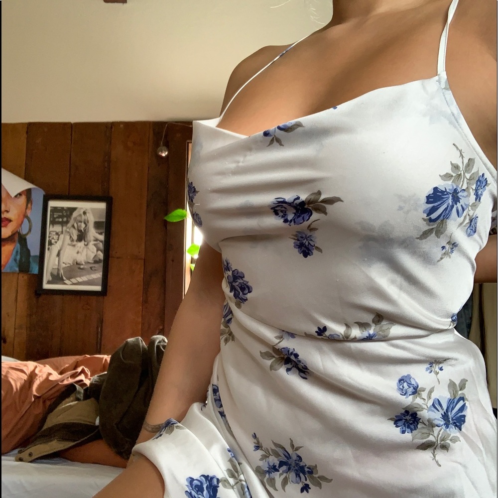 Silky blue floral dress